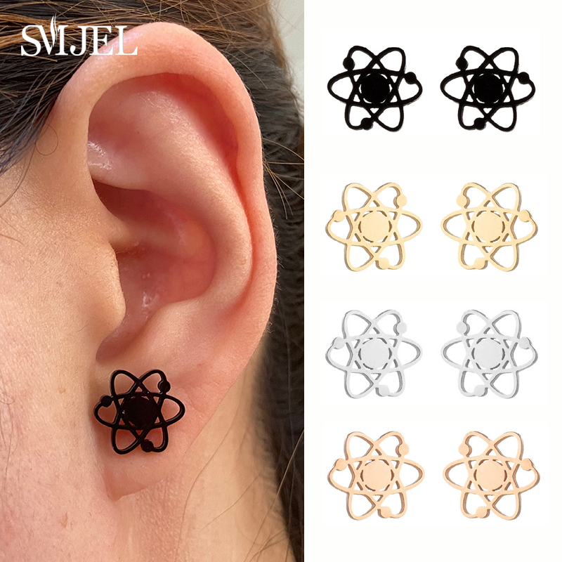 Science Buddies - Pendientes de Acero Inoxidable con Diseño