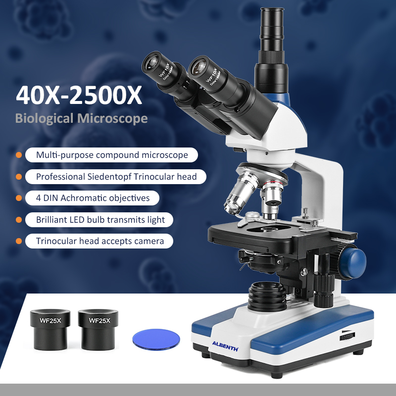 Microscope Compound 40X - Microscopio Biológico Profesional 40X-2500X, Compuesto, Mecánico,