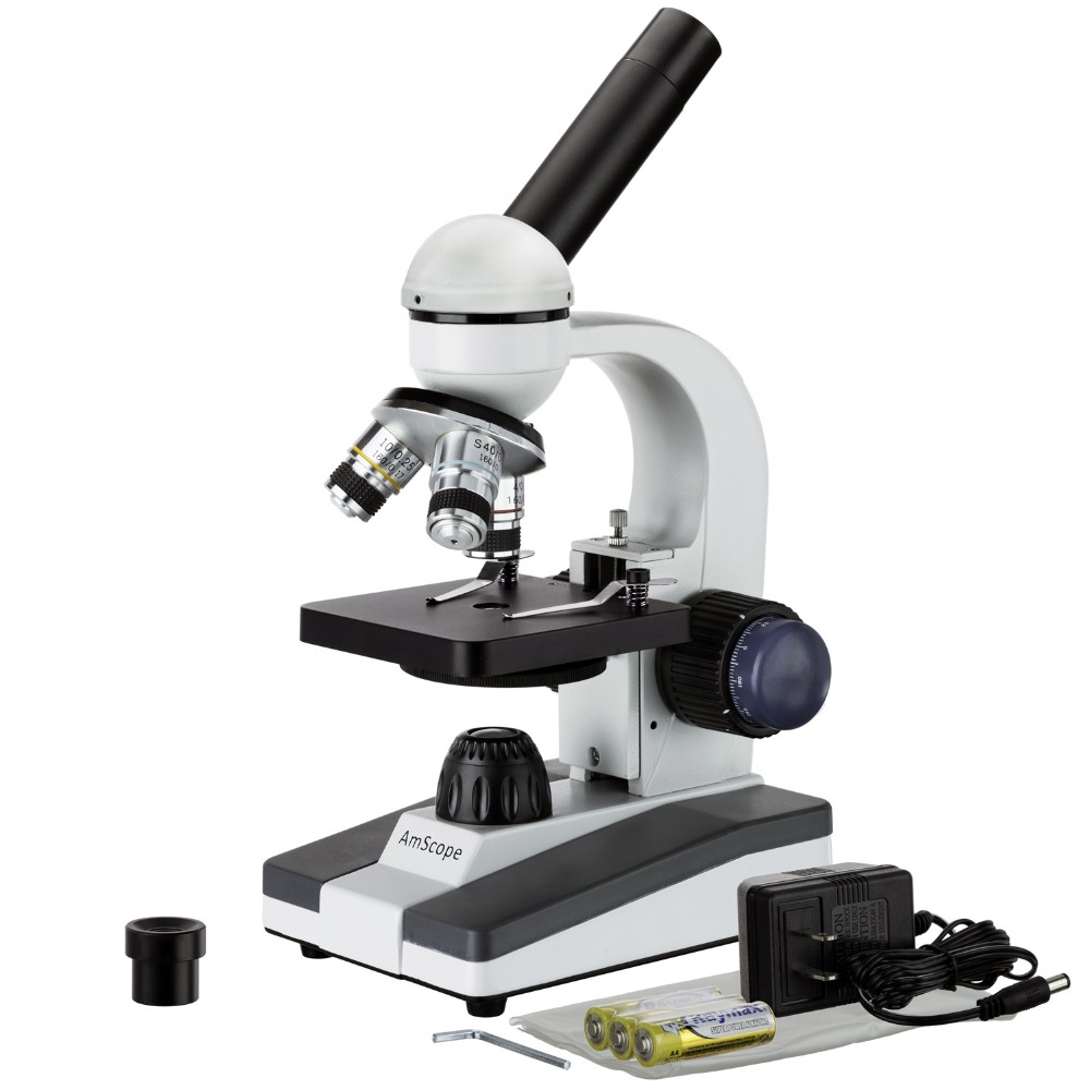 Microscope Compound 40X - Microscopio Compuesto Monocular LED Portátil AmScope
