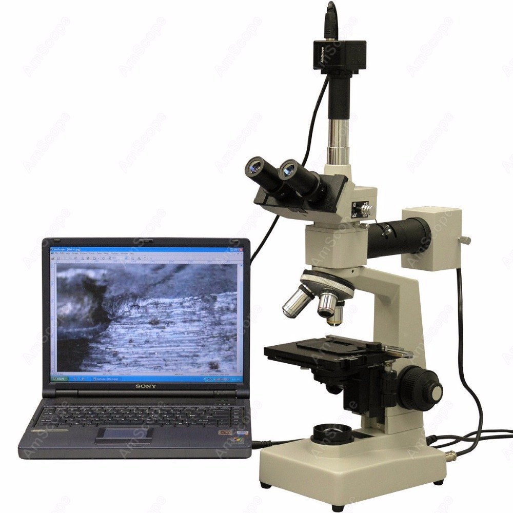 Microscope Compound 40X - Microscopio Compuesto Trinocular Metalúrgico AmScope 40X-1600X