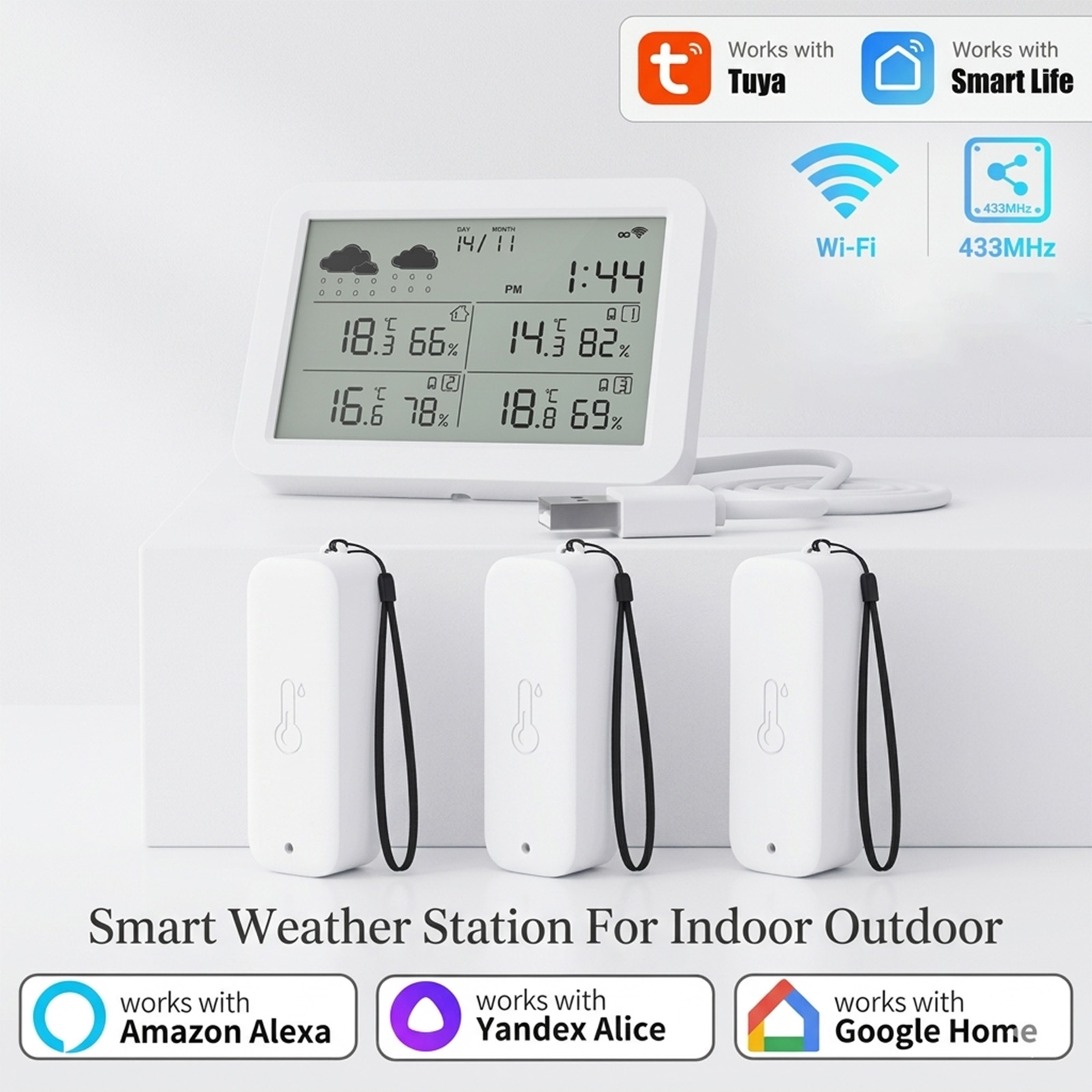 Weather Station Indoor - Estación Meteorológica Tuya WiFi+RF433, Hogar Inteligente